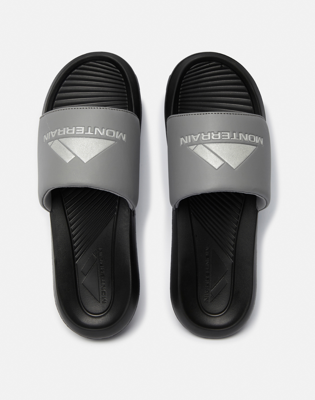 Men's Monterrain Fuji Slides in Black/Grey | Size 9