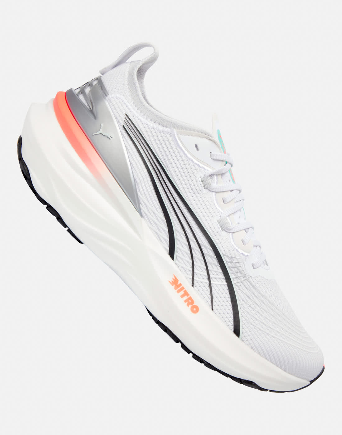Men's Puma Foreverrun Nitro 2 Running Shoes in White/Red | Size 7.5 | Rubber