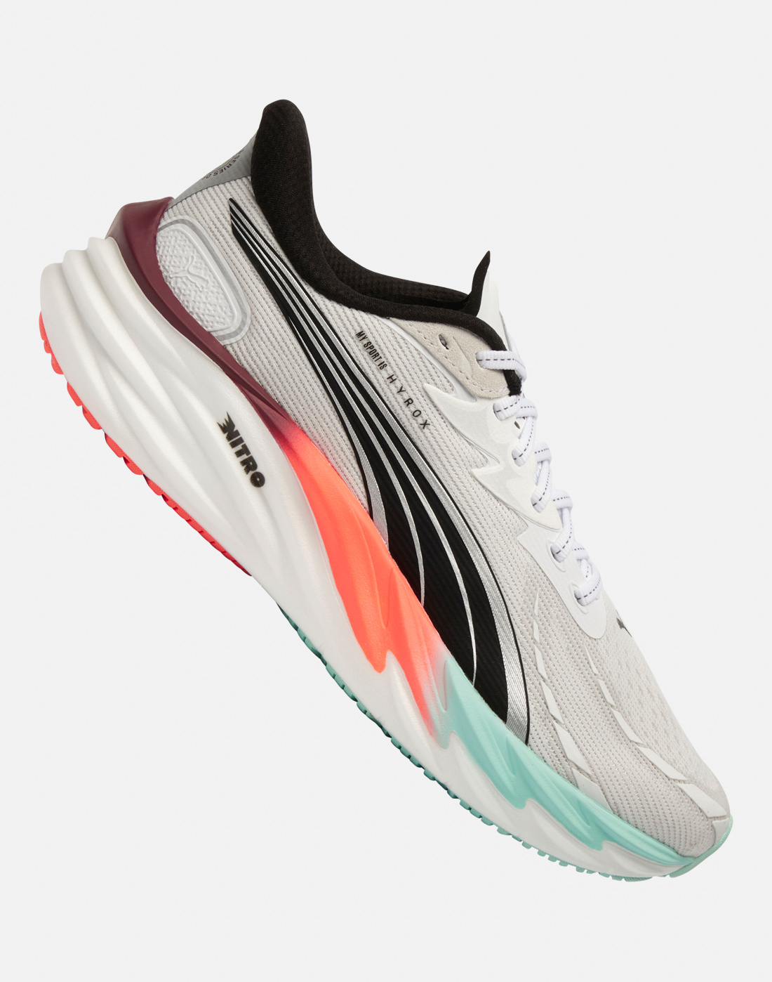 Men's Puma Velocity Nitro 4 Hyrox Running Shoes in White/Red | Size 10.5 | Rubber