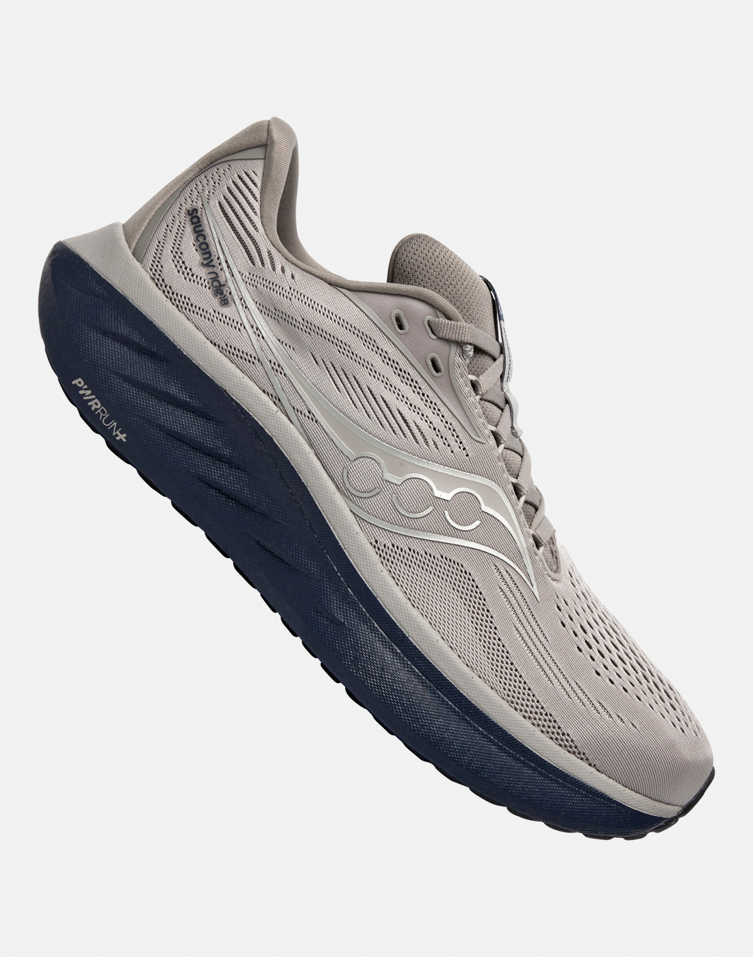 Men's Saucony Ride 18 Running Shoes in Grey/Navy Blue | Size 7 | Rubber