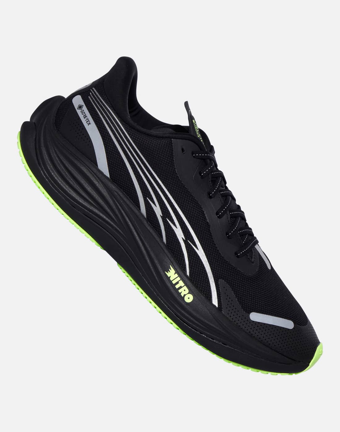 Men's Puma Velocity Nitro Goretex Wh Running Shoes in Black/Silver