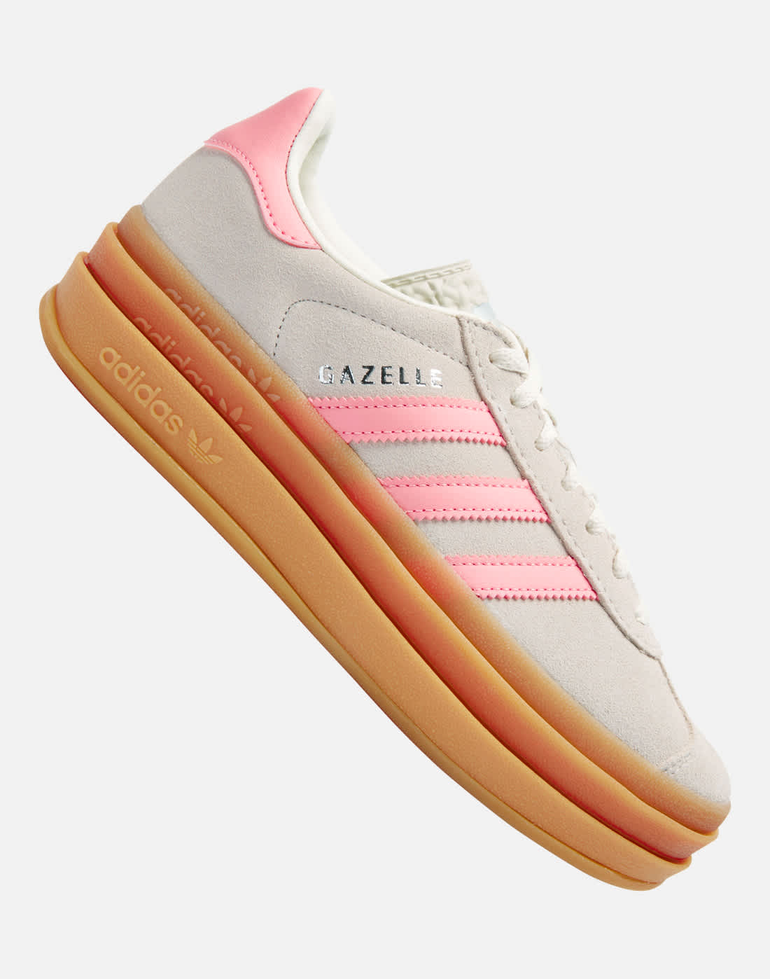 Adidas Originals Older Kids Gazelle Bold Trainers in Cream | Size 3 | Rubber