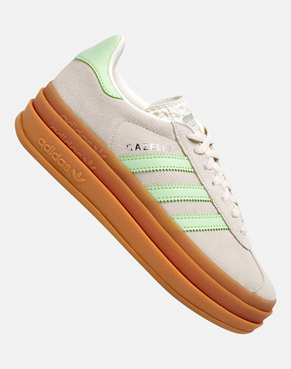Adidas Originals Older Kids Gazelle Bold Trainers in Cream | Size 5.5 | Rubber