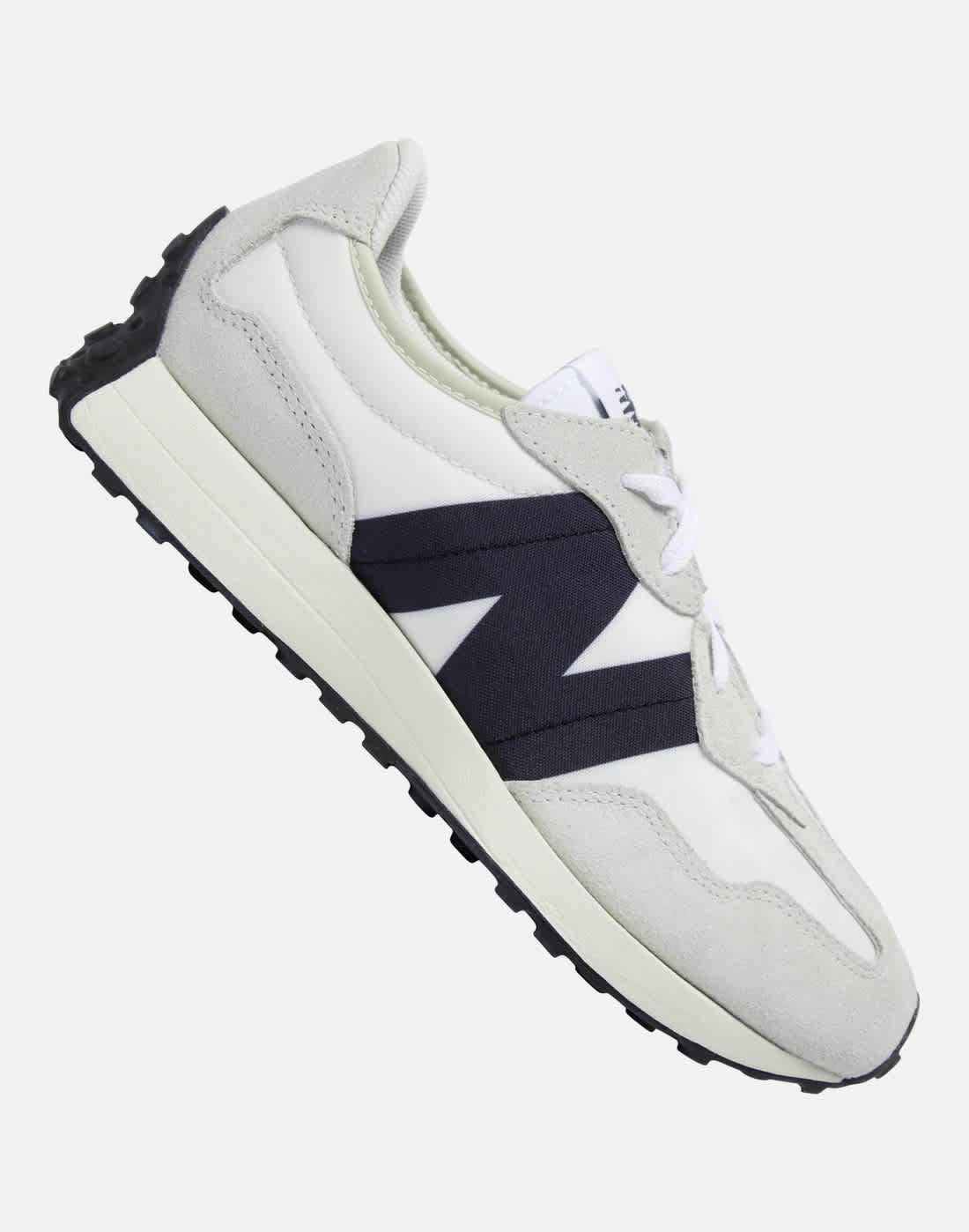 New Balance Older Kids 327 Trainers in White/Black | Size 4 | Nylon