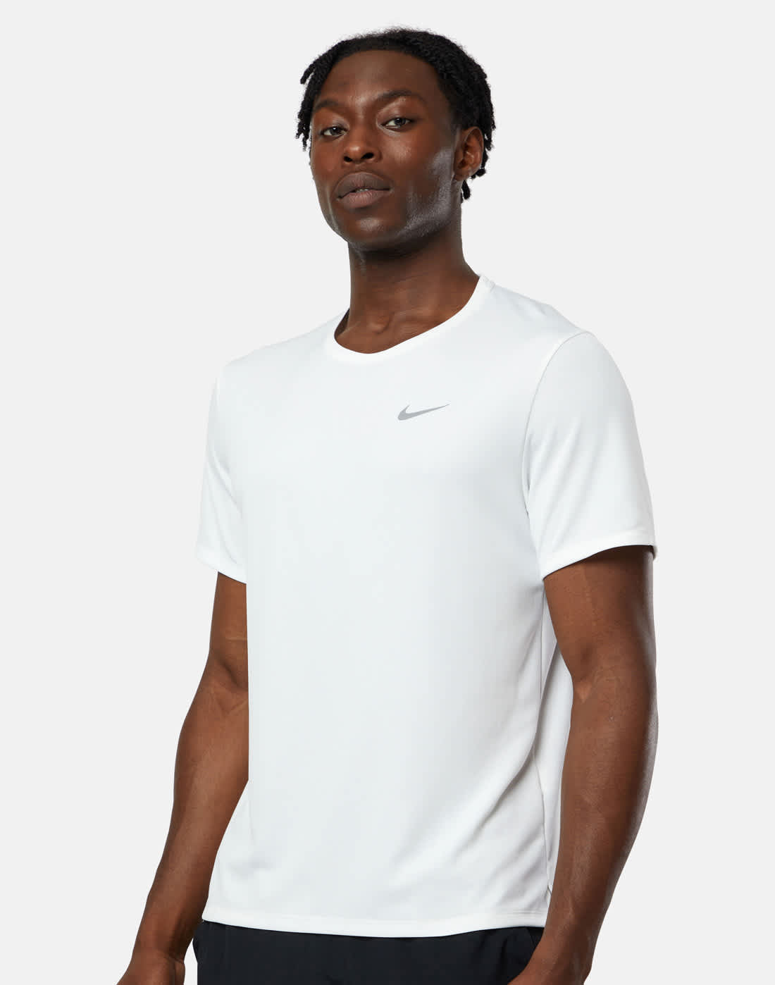 Men's Nike Drifit Miler T-Shirt in White/Silver