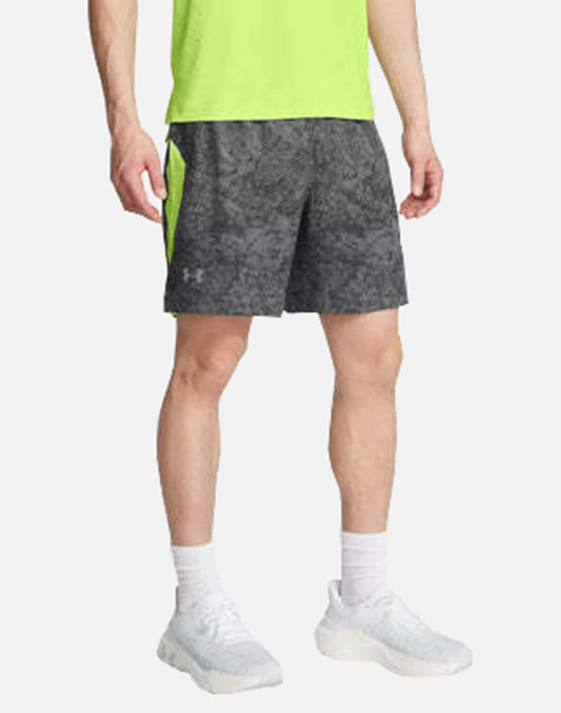 Men's Under Armour Launch Printed 7in Shorts Wh in Grey | Small