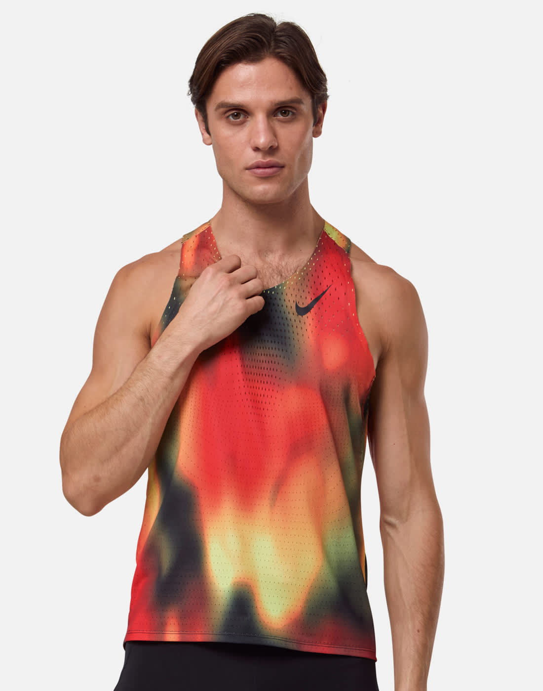 Men's Nike Aeroswift Race Singlet Top in Black | Large | Polyester