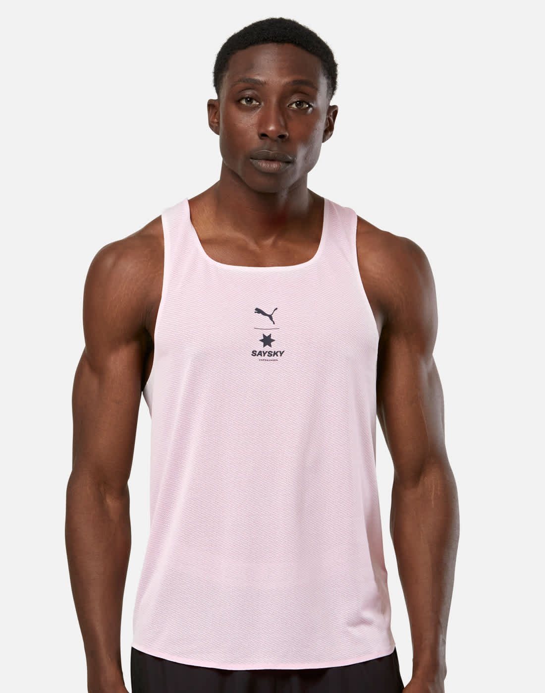 Men's Puma X Saysky Run Race Singlet Top in Pink | Medium