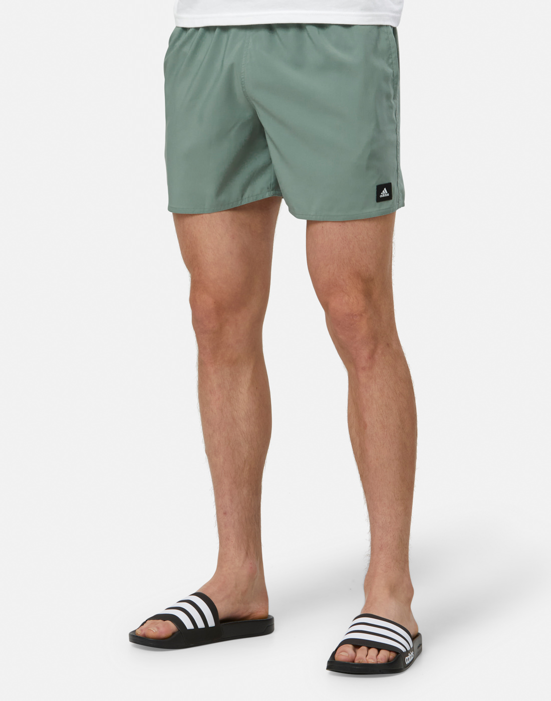 Men's adidas Solid Swim Shorts in Green/Black | XS | Polyester