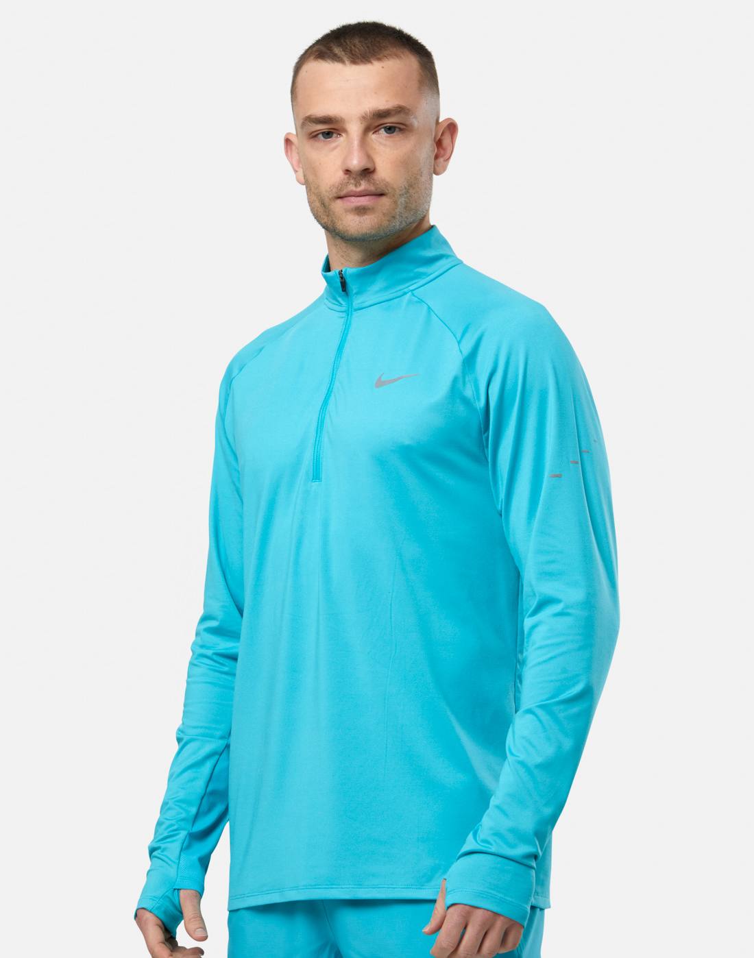 Men's Nike Stride Half Zip Top in Green/Silver | Large | Polyester