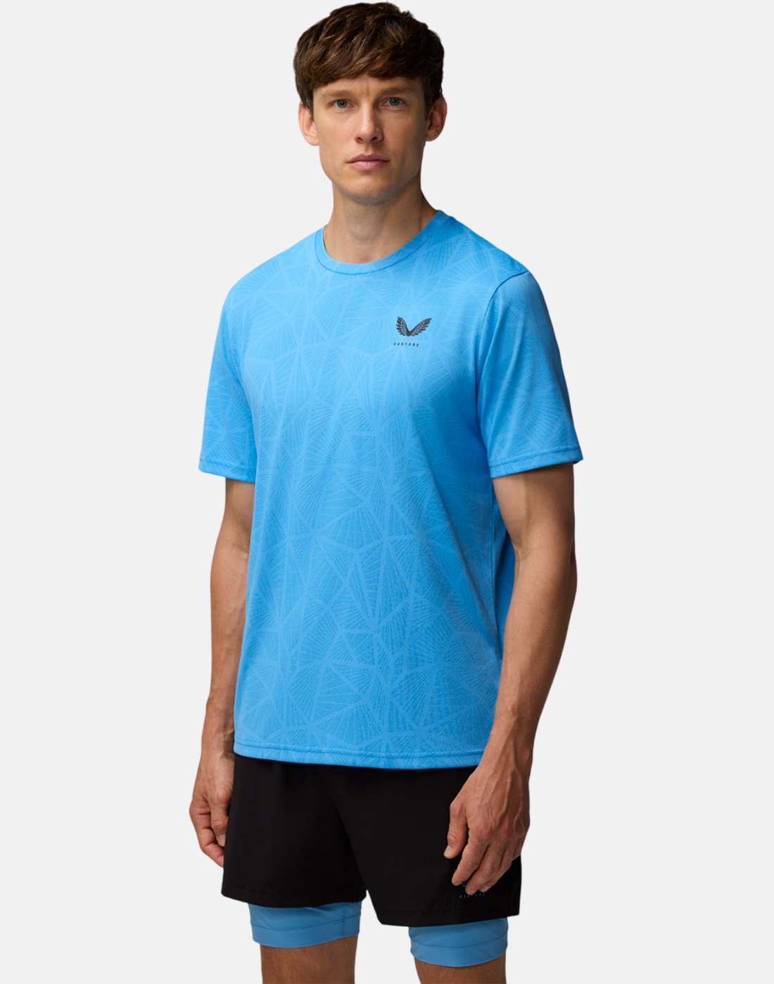 Men's Castore Flow Engineered Knit T-Shirt in Blue/Black | 2XL | Polyester