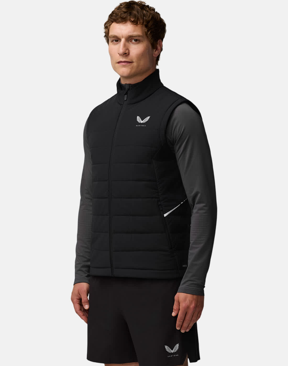 Men's Castore Padded Gillet in Black/Silver | 2XL