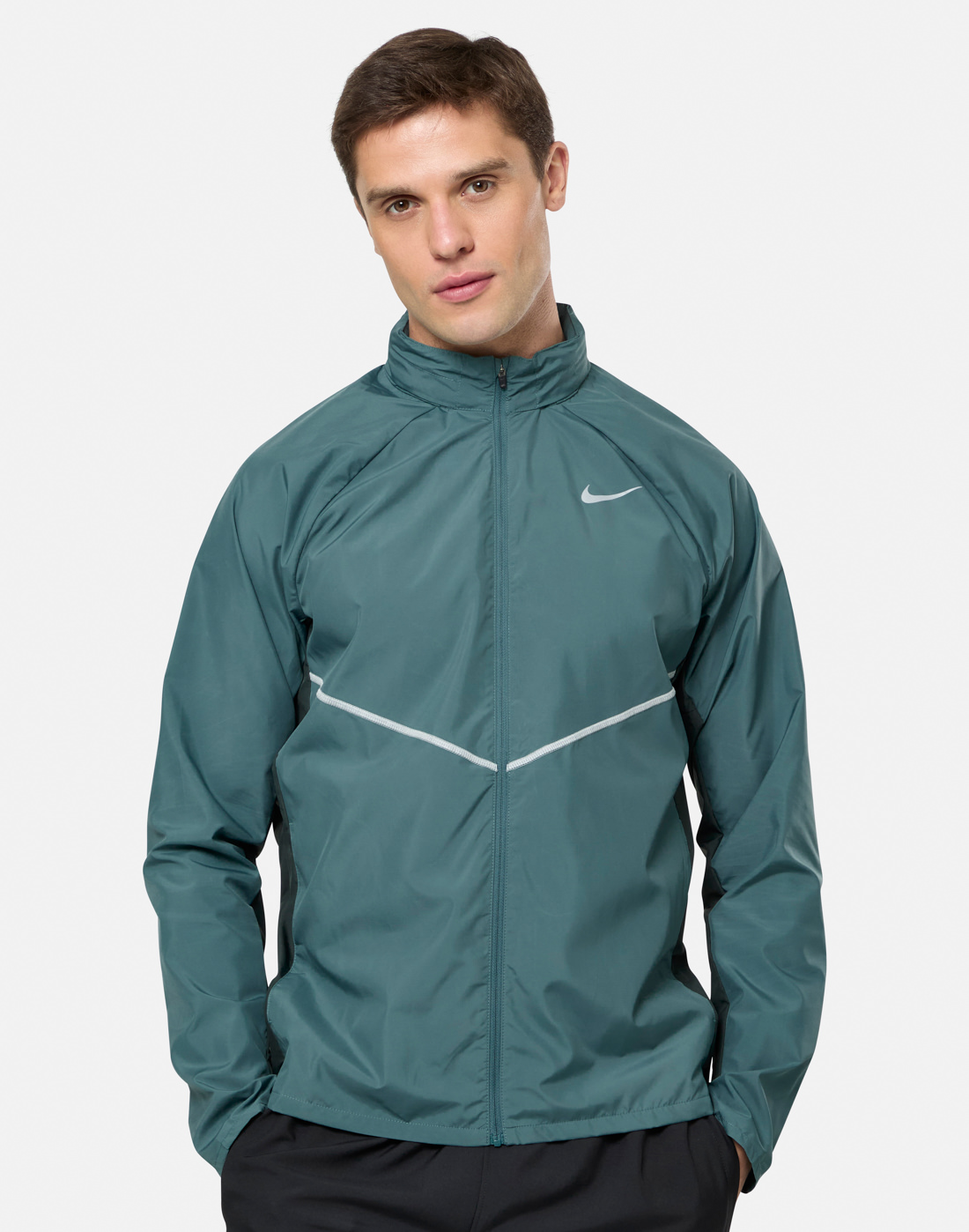 Men's Nike Repel Miler Run Jacket in Green/Silver | Medium | Polyester