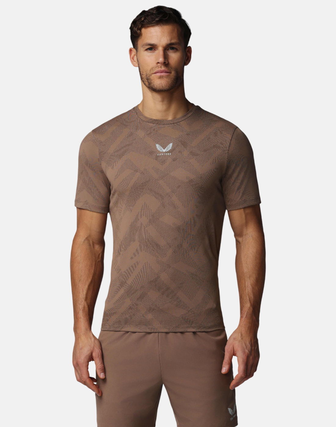 Men's Castore Apex Engineered T-Shirt in Brown/Silver | Large | Polyester