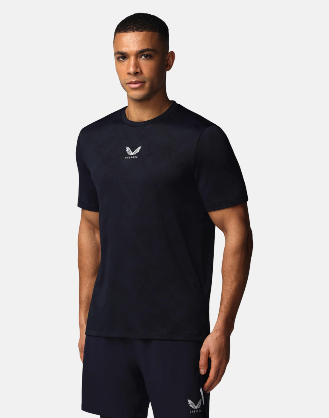 Men's Castore Apex Engineered T-Shirt in Navy Blue/Silver | Small | Polyester