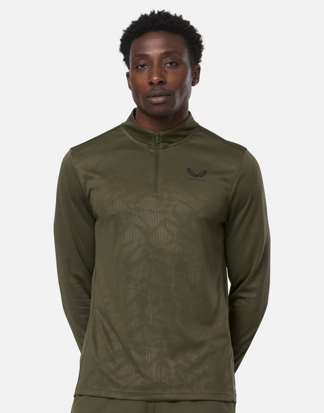 Men's Castore All Over Print Adapt Half Zip Top in Green/Black | Large