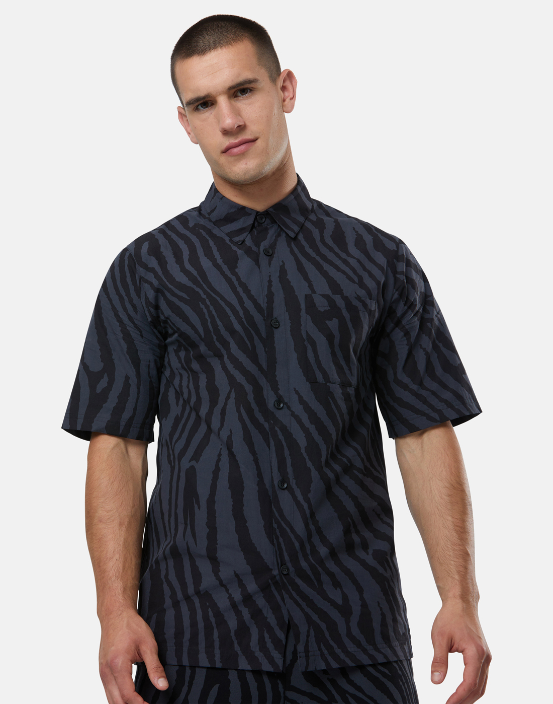 Men's Adidas Originals Animal Print Shirt Wh in Black | Cotton