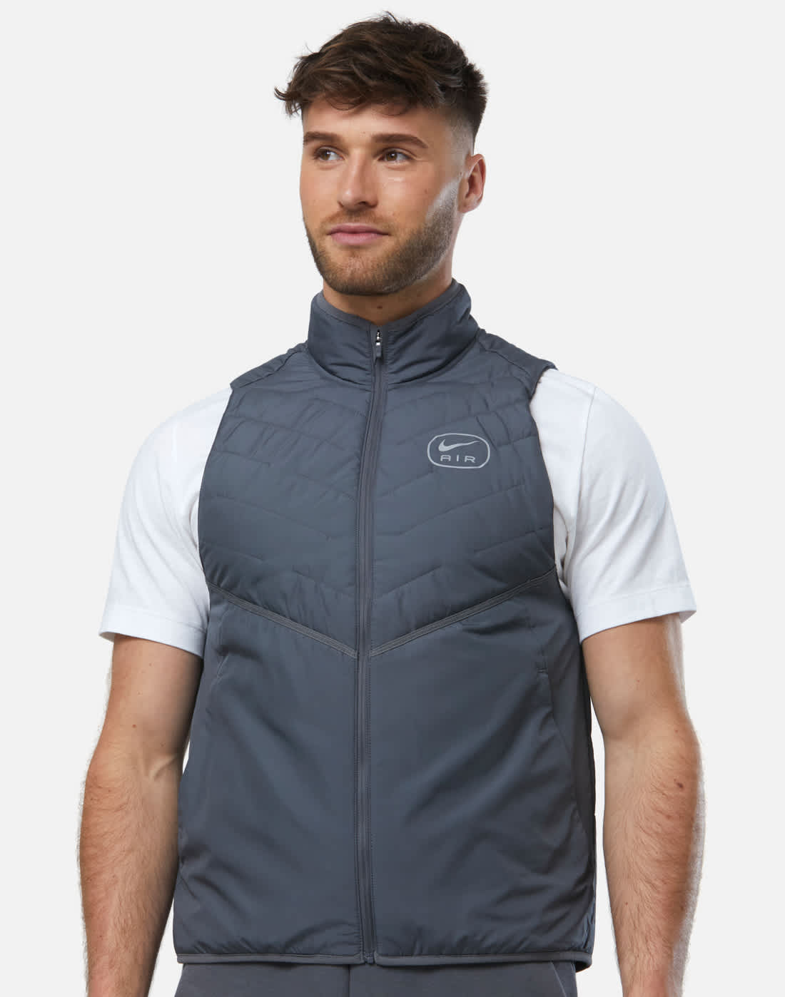 Men's Nike Swoosh Air Run Jacket Gilet in Grey | Medium