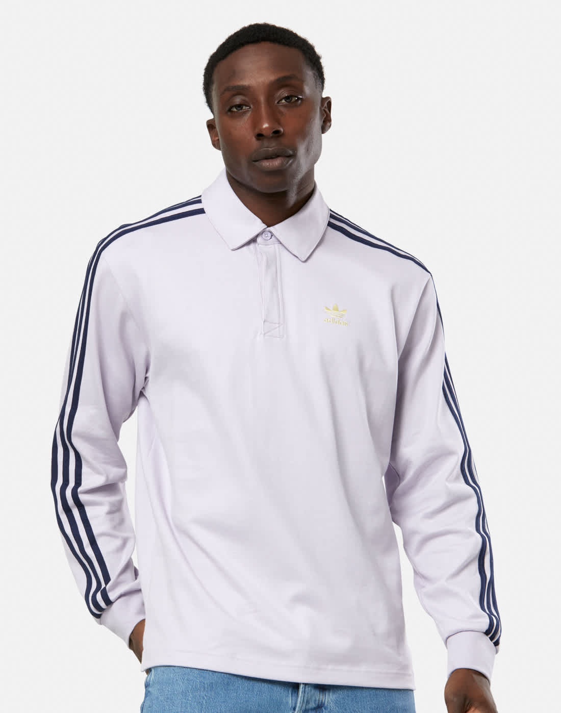 Adidas Originals Adults Adicolor Classic Rugby Polo Top in Grey | Medium | Cotton