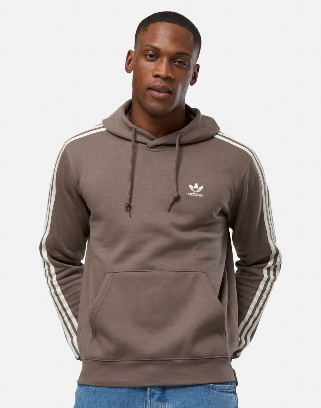 Men's Adidas Originals 3 Stripe Hoodie in Brown | Small | Cotton