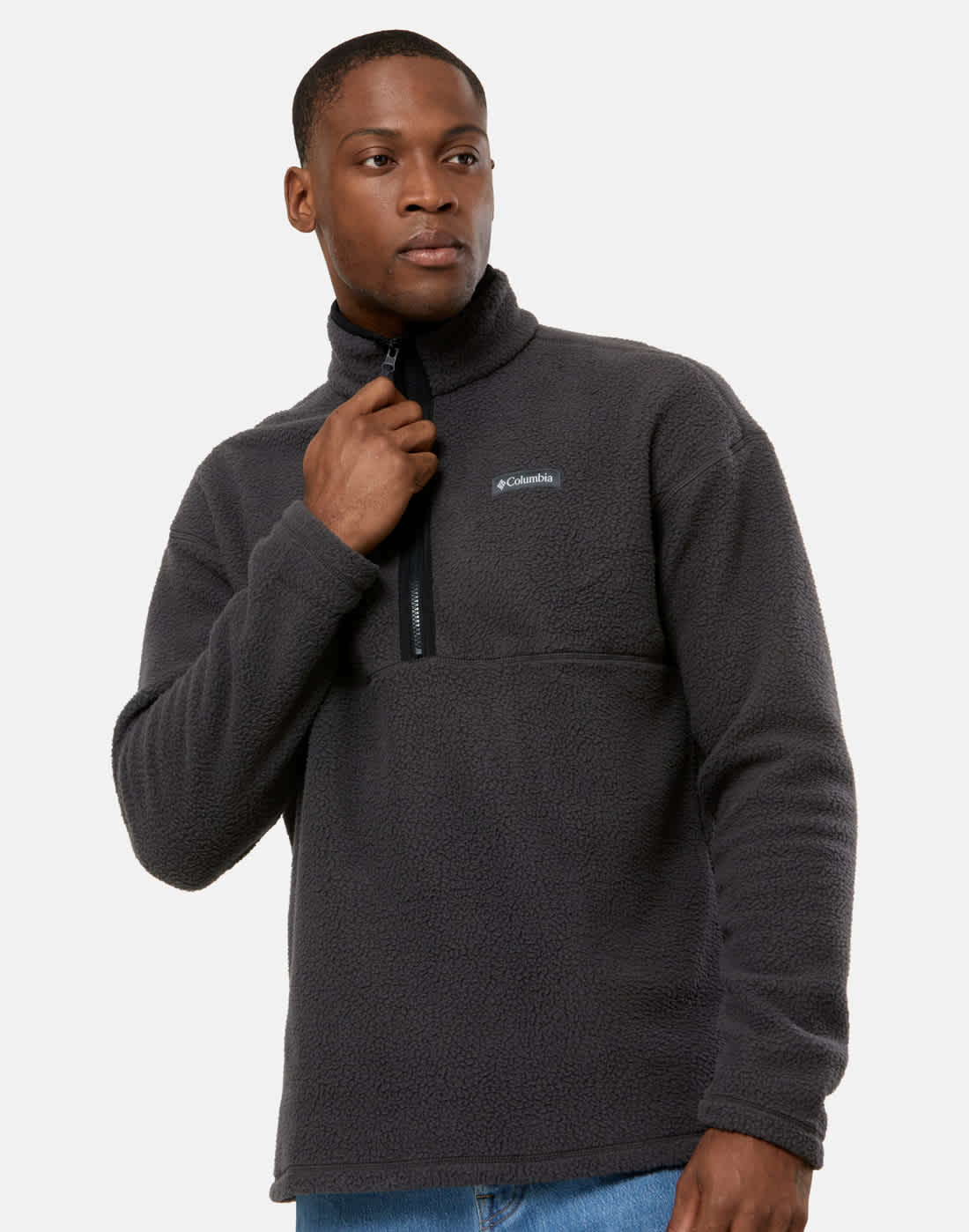Men's Columbia Bronze Mile Fleece Top Half Zip in Grey | Medium