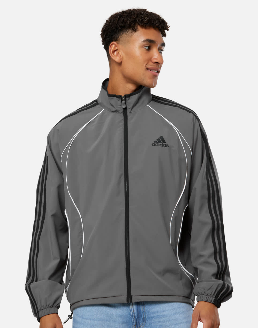 Men's Adidas Originals Teamgeist Tracktop in Grey/Black | Small | Polyester