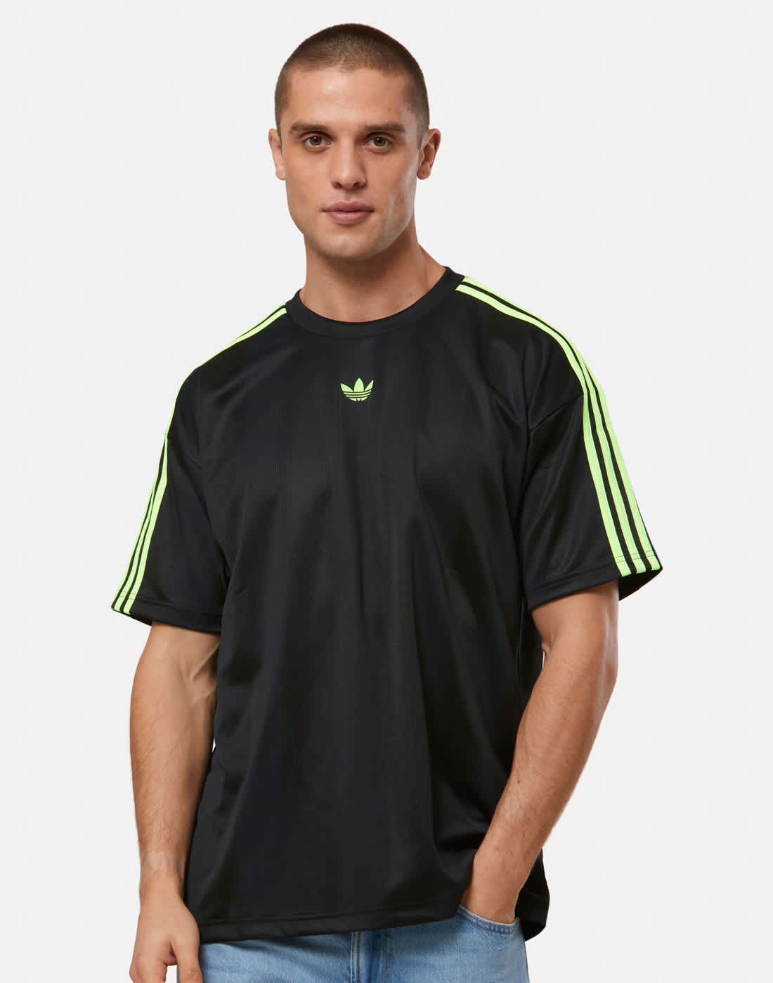 Men's Adidas Originals Jacquard Logo T-Shirt in Black | Small | Polyester