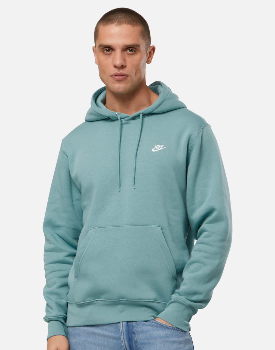 Men's Nike Club Po Hoodie in Green/White | XS | Fleece