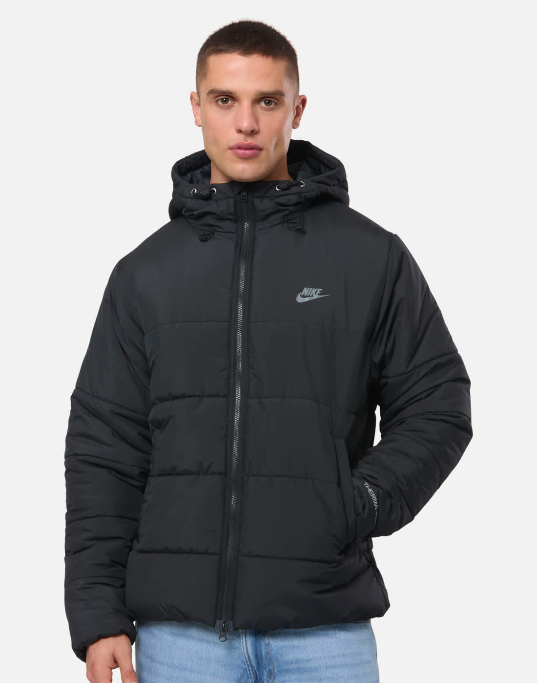 Men's Nike Hooded Puffer Jacket in Black | Medium