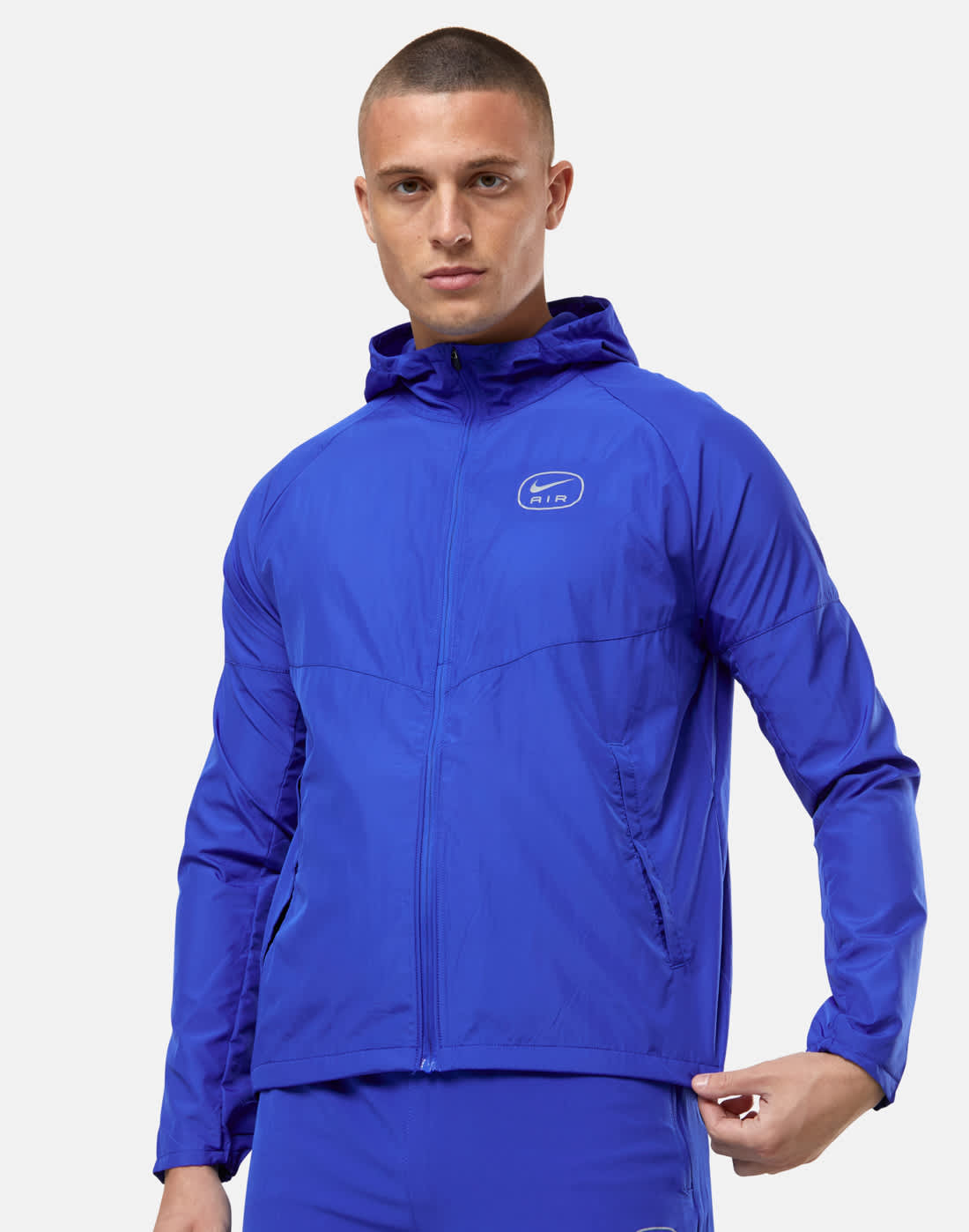 Men's Nike Swoosh Air Run Tracktop in Blue/Silver | Large