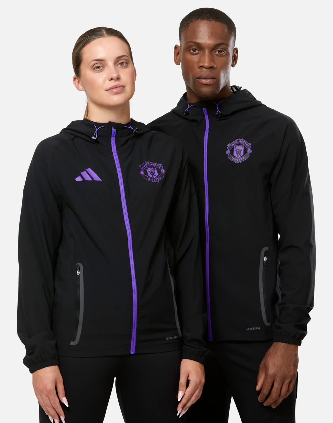 Men's adidas Adults Manchester United V-Tech Track Top in Black | Medium | Polyester