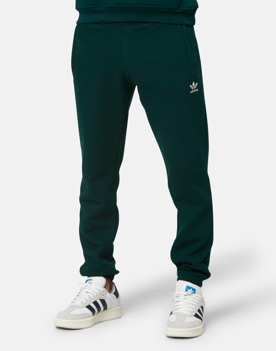 Men's Adidas Originals Essential Trefoil Joggers in Green | Medium | Fleece