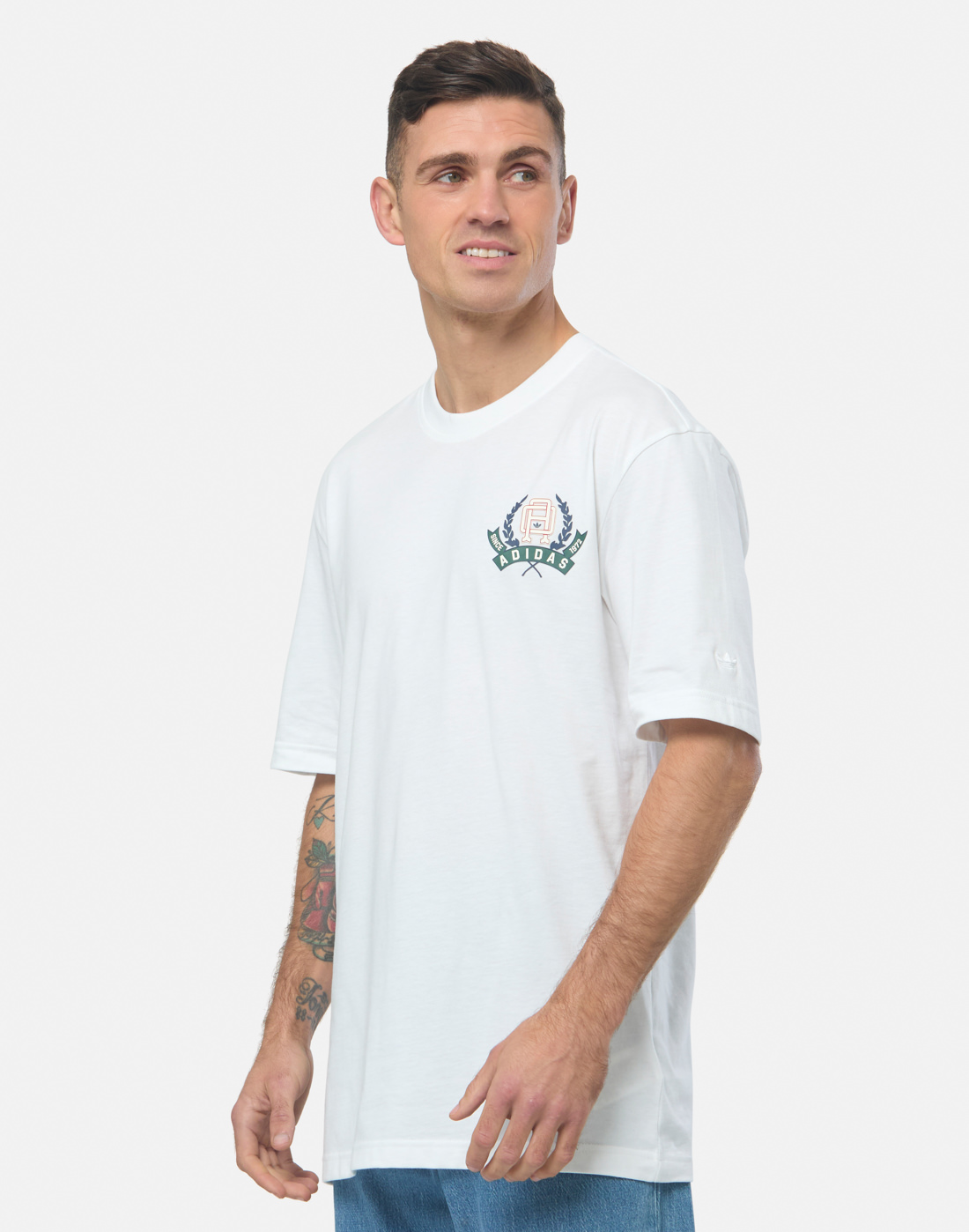 Men's Adidas Originals Varsity Logo T-Shirt in White | XS | Cotton