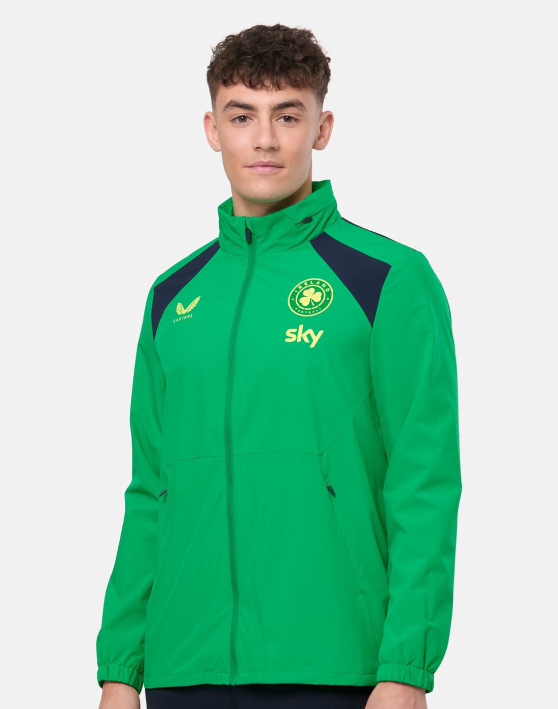 Men's Castore Adults Ireland Performance Shower Jacket in Green/Navy Blue | 2XL