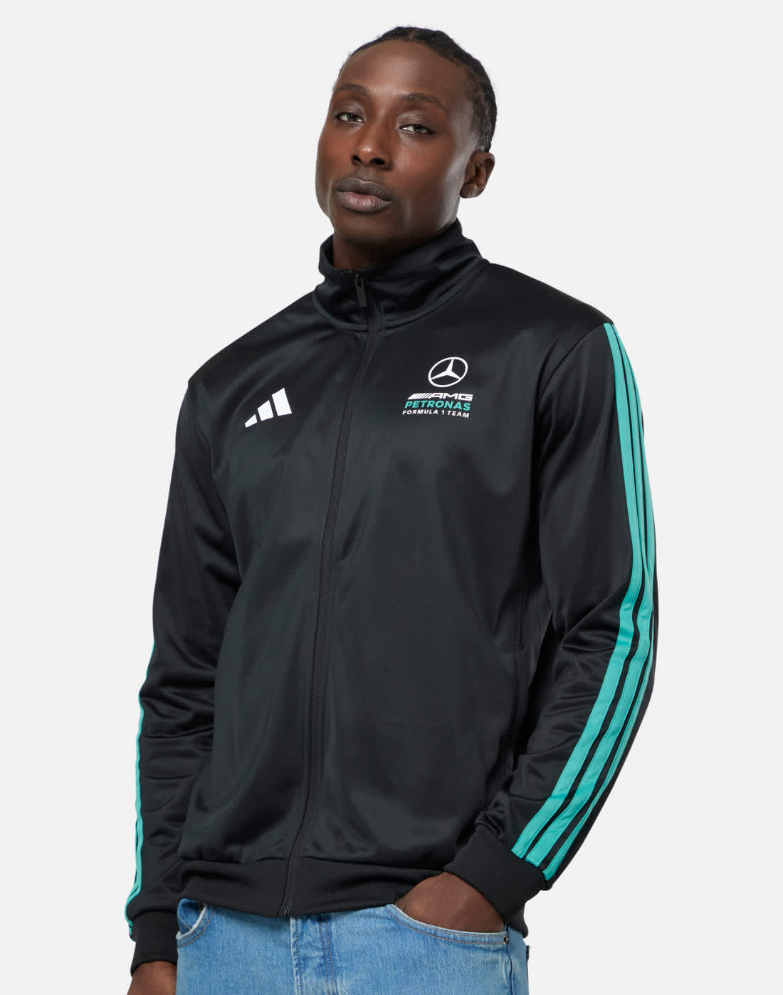 adidas Mercedes Track Top in Black | Medium | Polyester