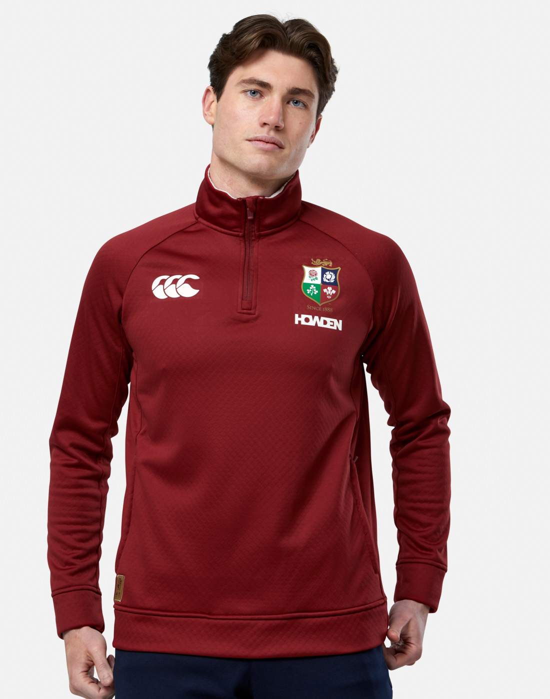 Men's Canterbury Adults British And Irish Lions Half Zip Fleece Top in Red | Medium