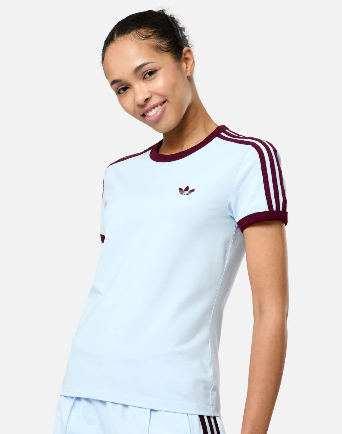 Women's Adidas Originals 3 Stripe T-Shirt in Blue | Large | Cotton