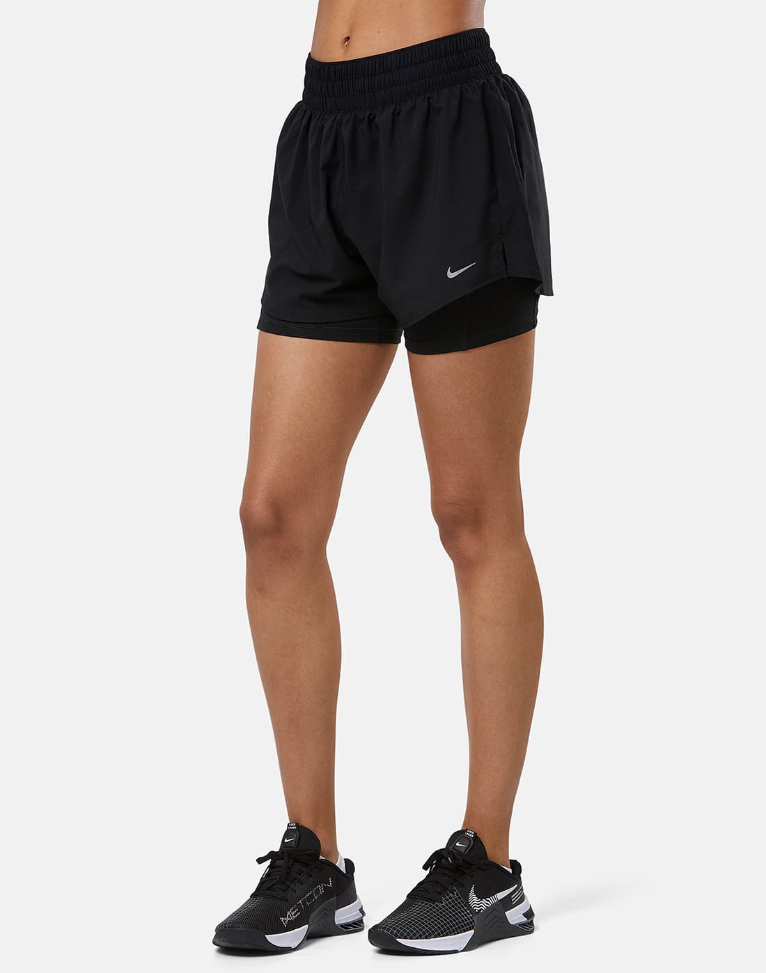Women's Nike 2-In-1 3in Shorts in Black/Silver | Polyester