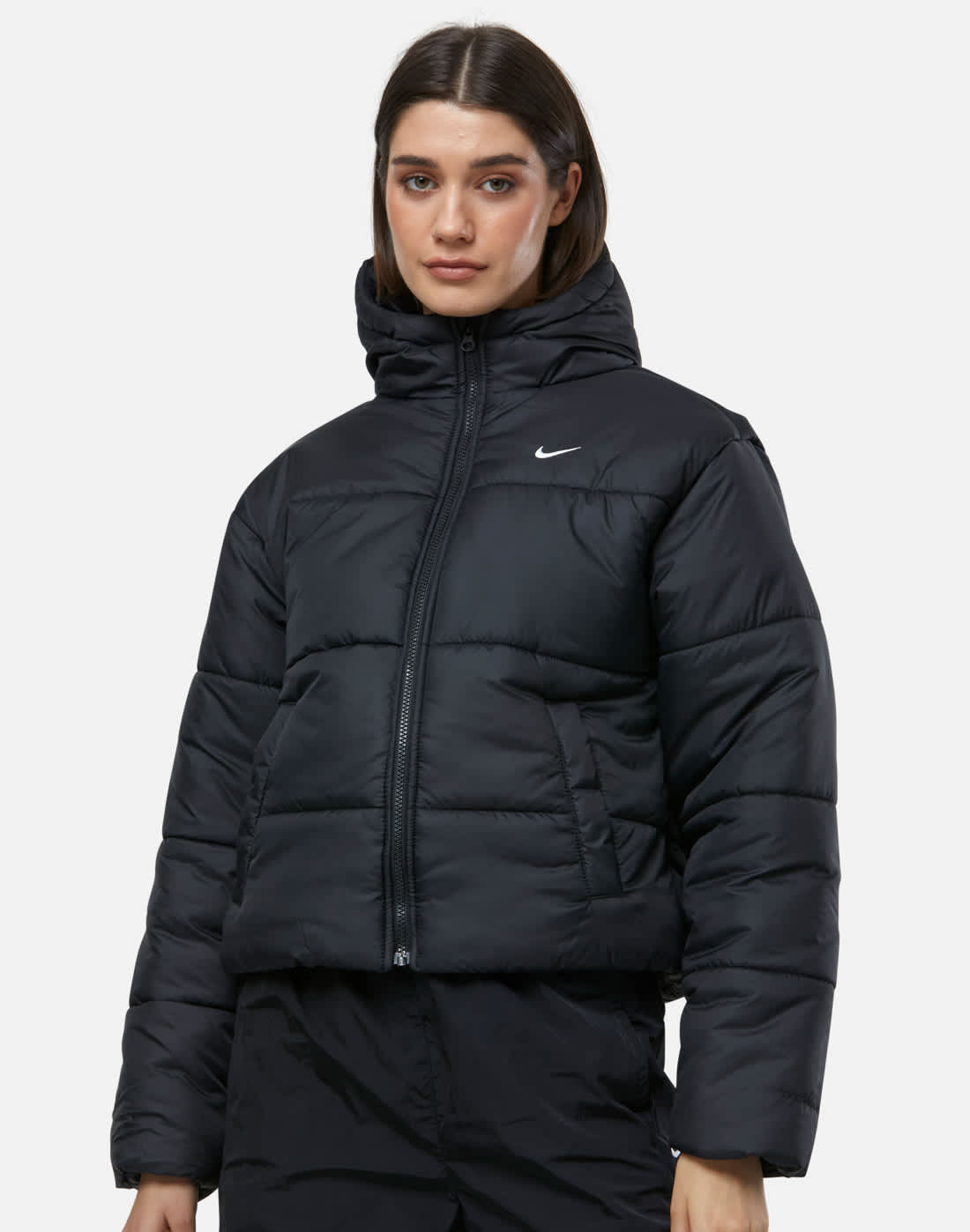 Women's Nike Synthetic Fill Puffer Jacket in Black/White