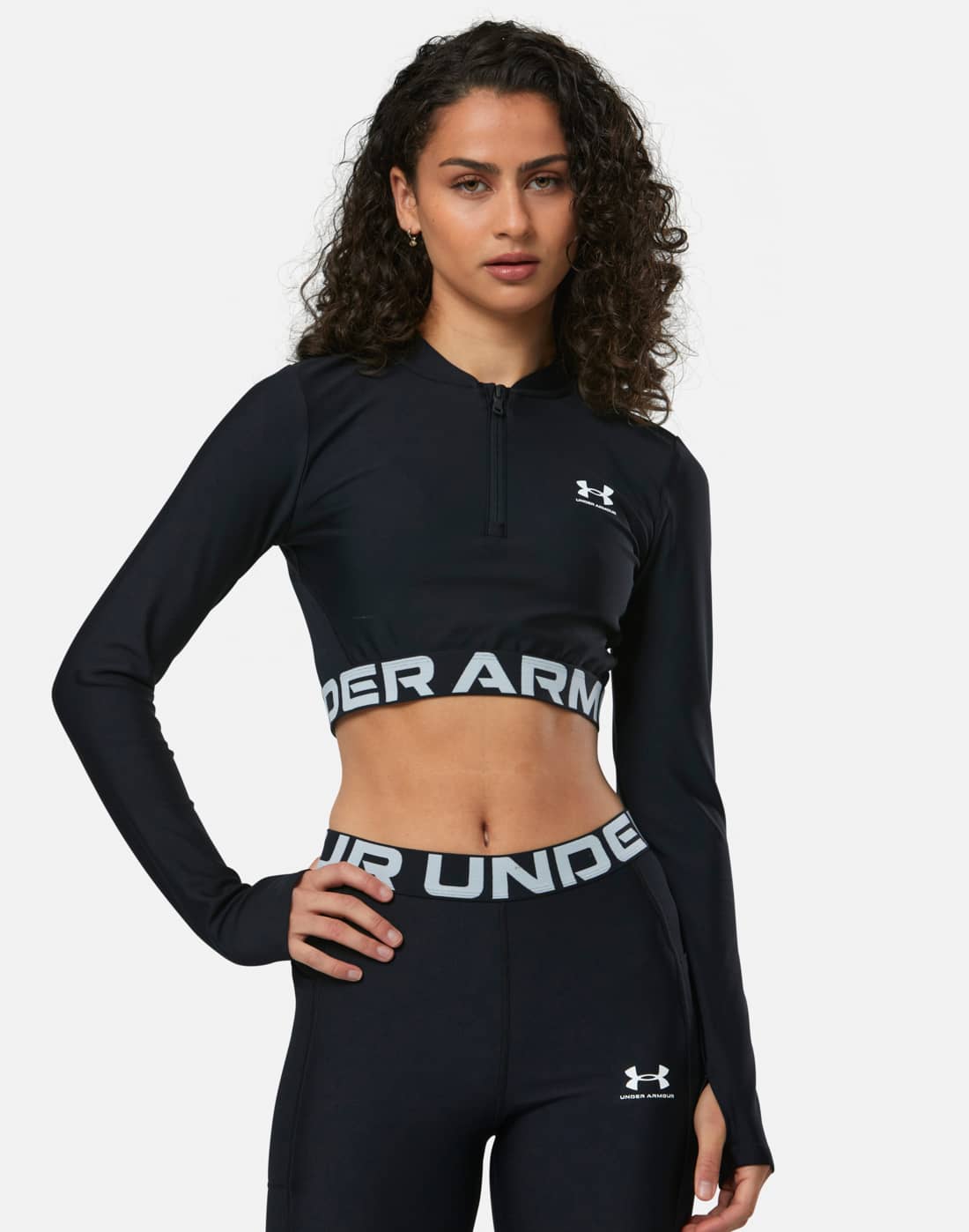 Women's Under Armour Heatgear Half Zip Top Wh in Black