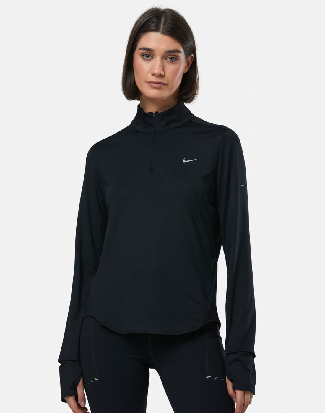 Women's Nike Swift Half-Zip Top in Black/Silver | XS