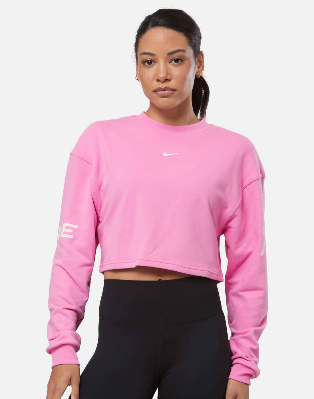 Women's Nike Pro Fleece Crew Neck Sweatshirt in Pink/White | XL