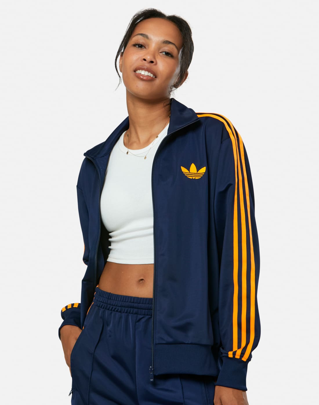 Women's Adidas Originals Firebird Track Top in Navy Blue | Large | Polyester