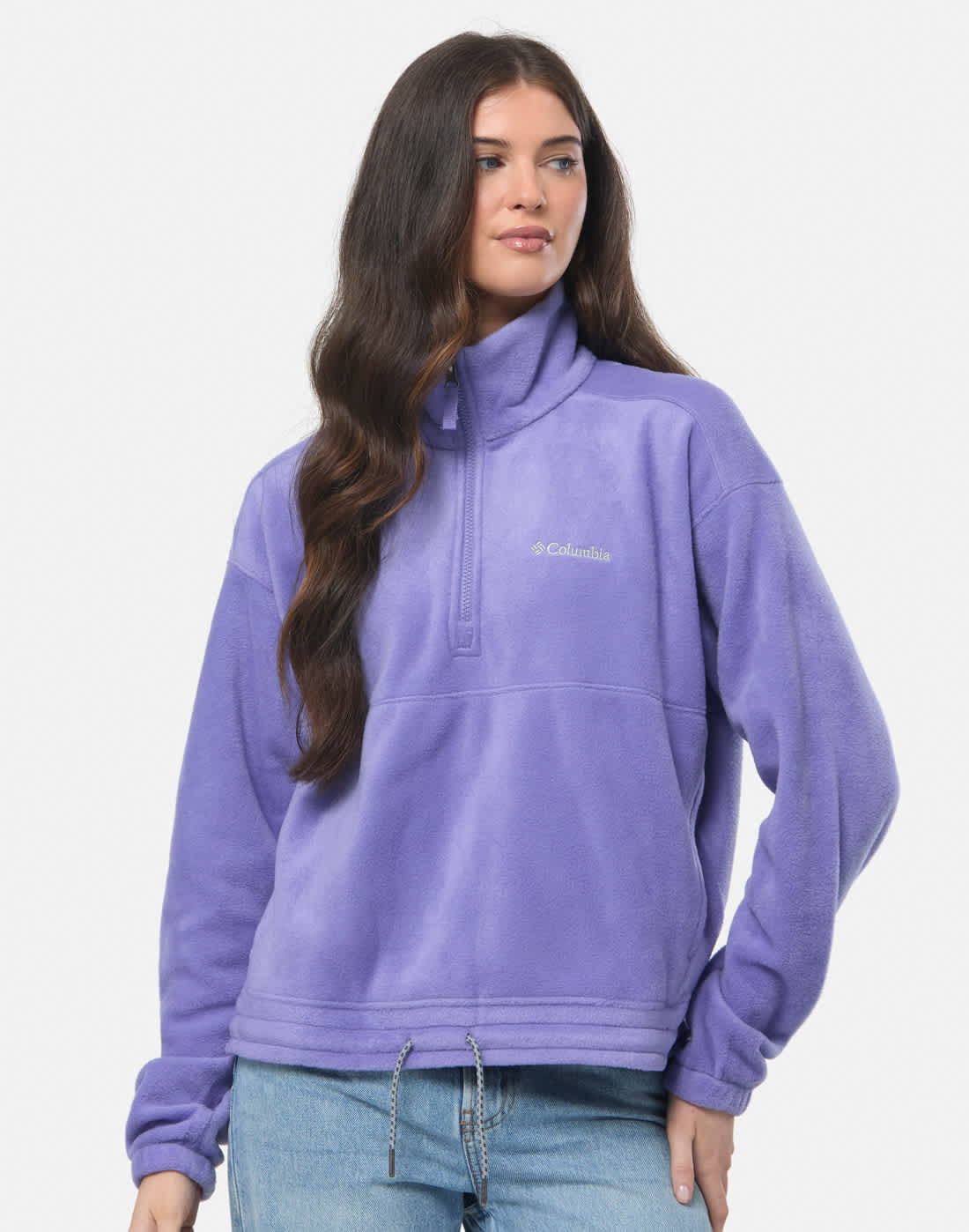 Women's Columbia Brushy Bay Half Zip Top in Purple | XL | Fleece