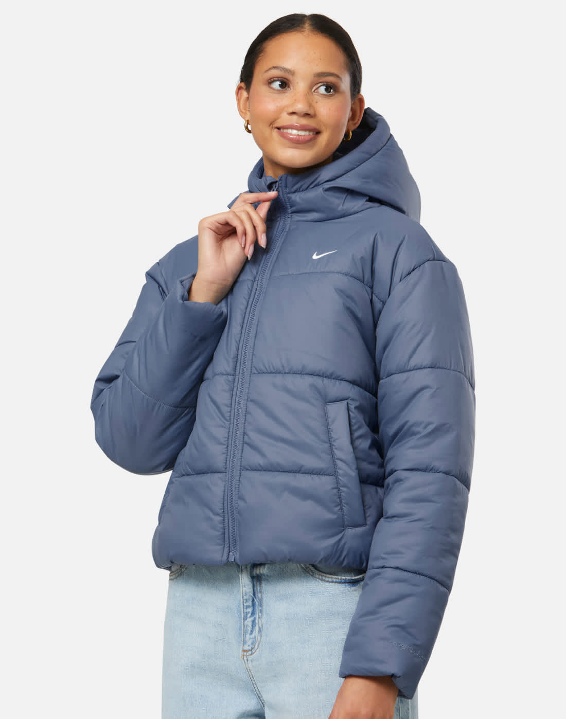 Women's Nike Synthetic Fill Puffer Jacket in Blue/White