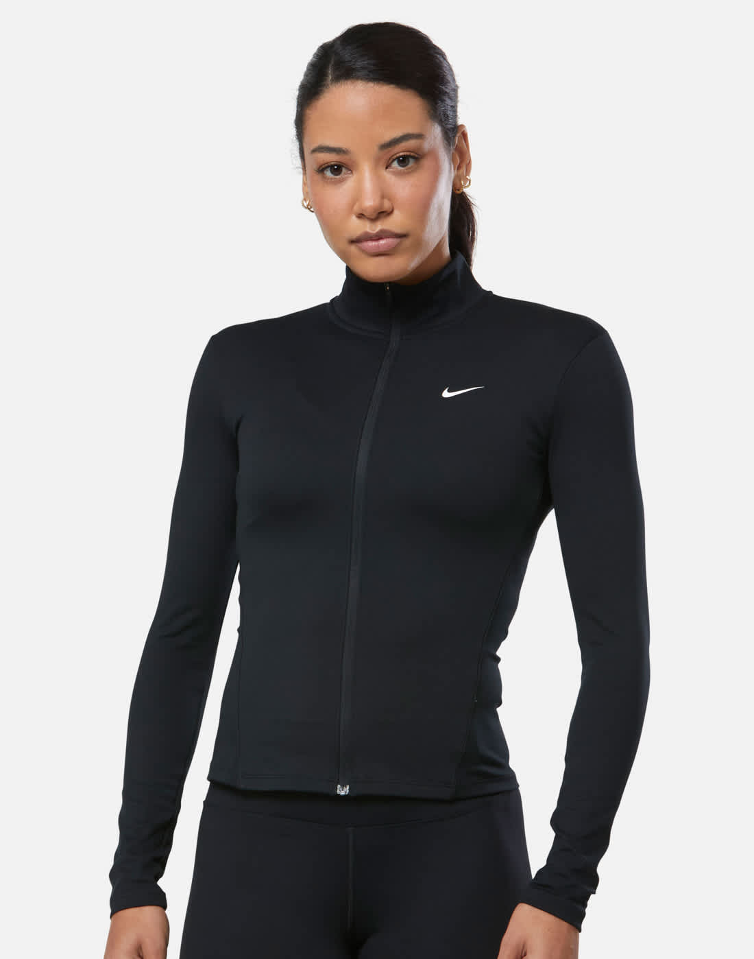 Women's Nike One Fitted Track Top in Black/White | XL | Polyester
