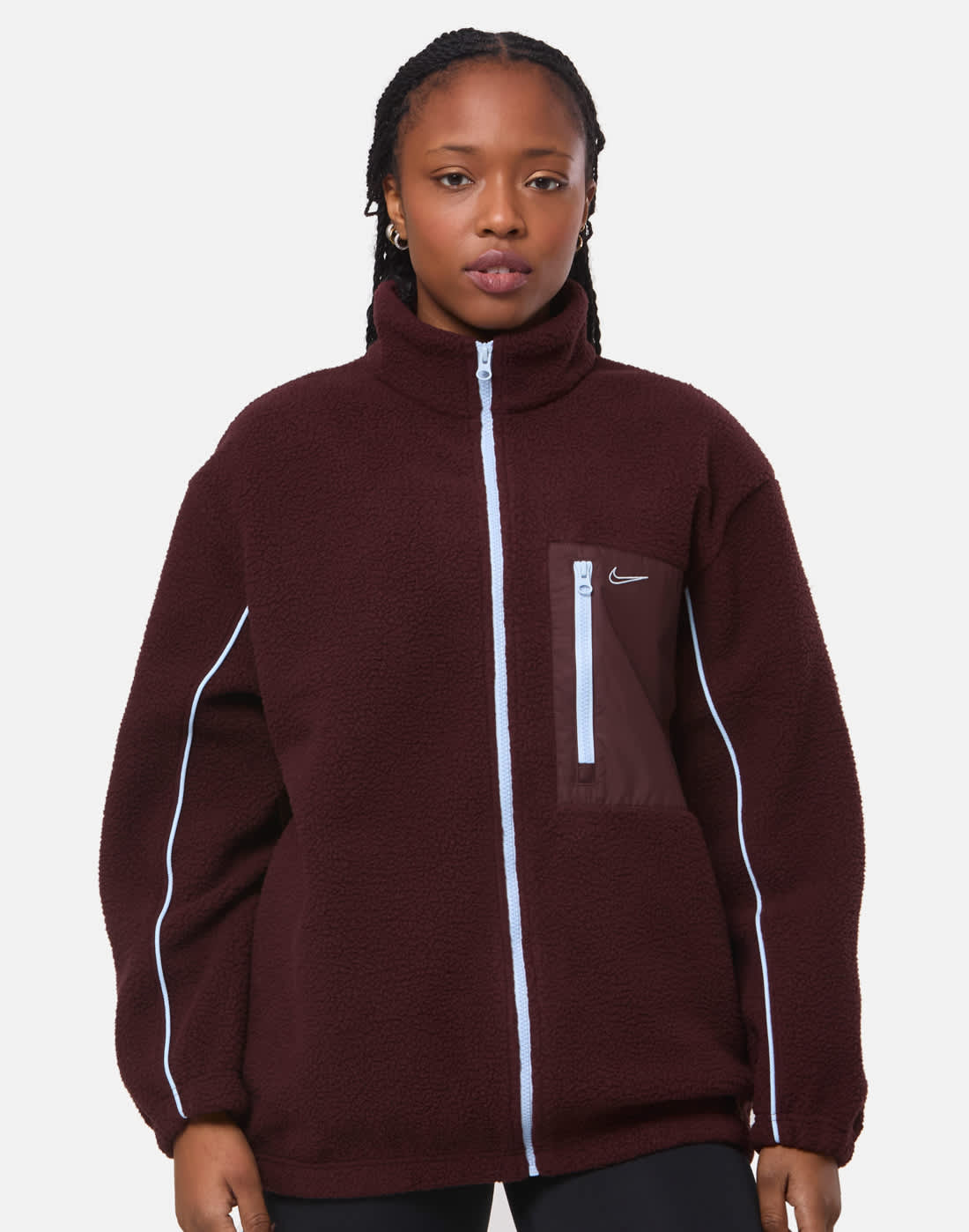 Women's Nike Sherpa Jacket in Red/Blue | XS | Fleece