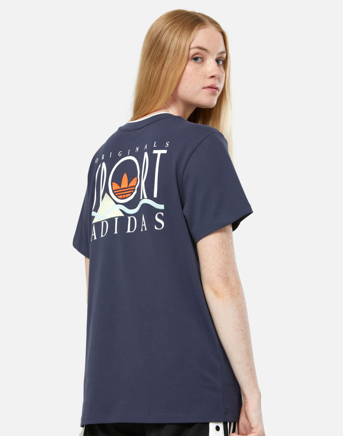 Women's Adidas Originals Graphic T-Shirt in Navy Blue | Small | Cotton