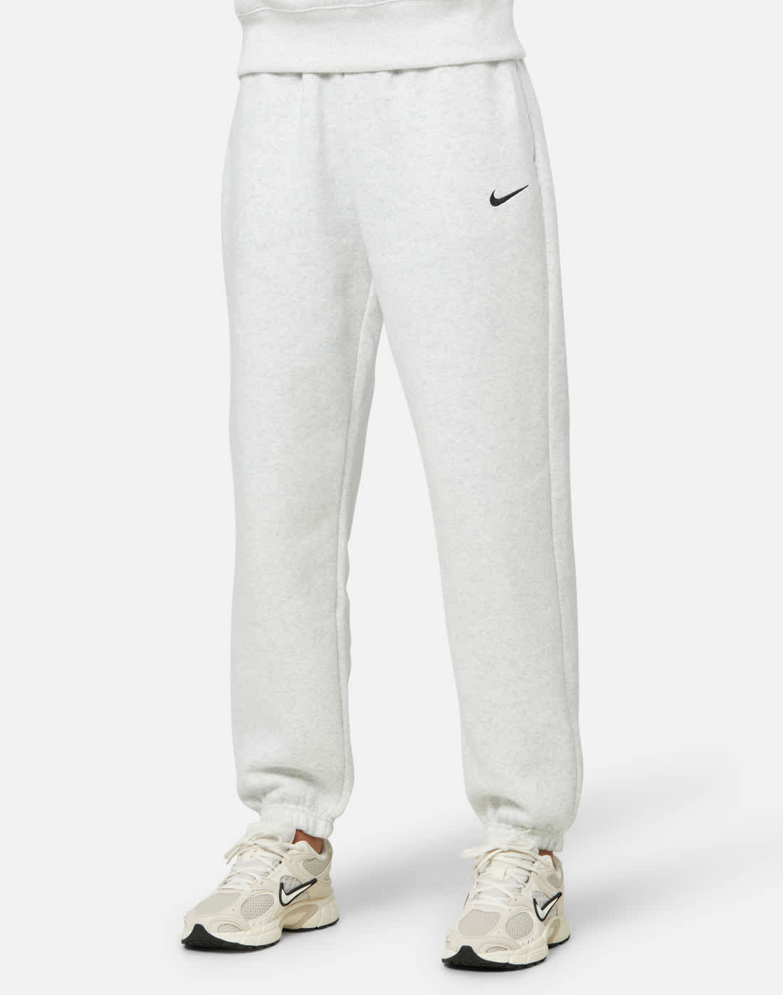 Women's Nike Phoenix Oversized Fleece Pants in Grey/Black | XL
