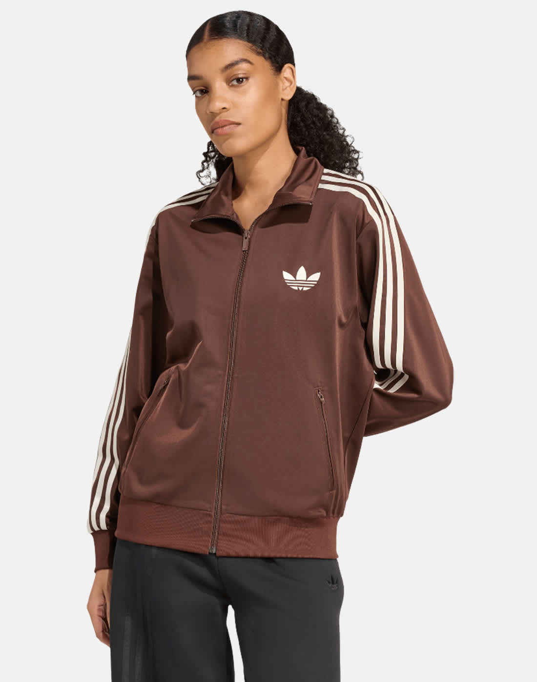 Women's Adidas Originals Firebird Track Top in Brown | Large | Polyester